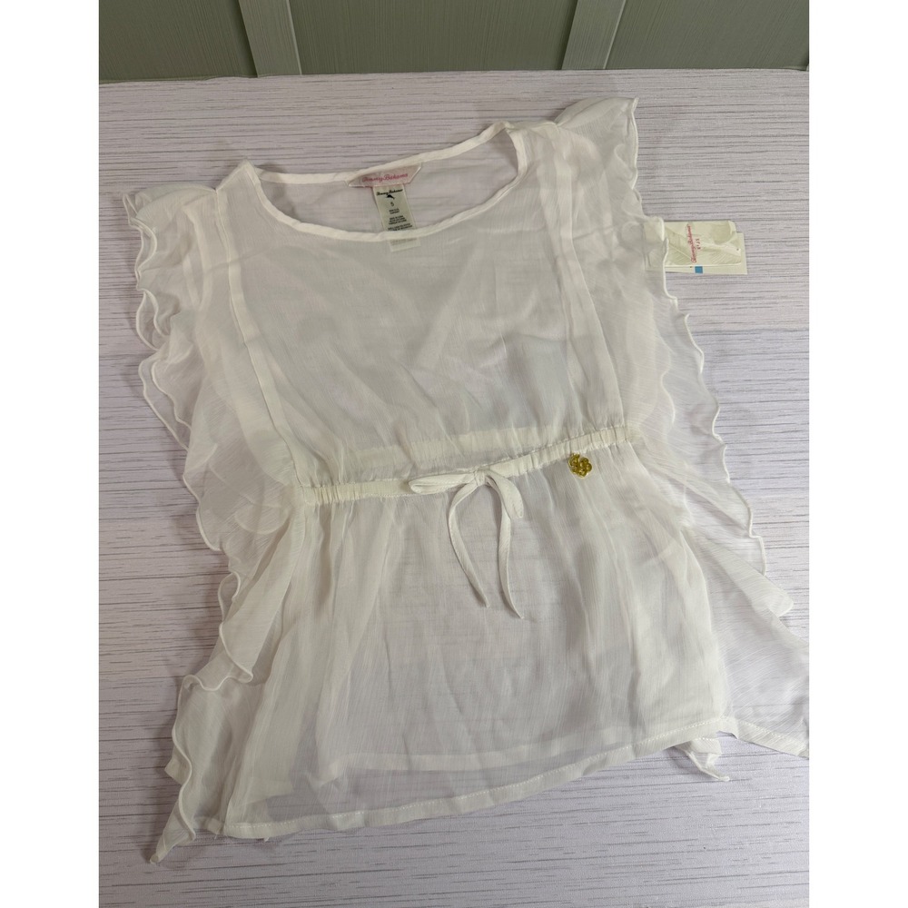 Tommy Bahama Kids White Ruffle Swim Cover Up Top Size 5 ST209383 NWT